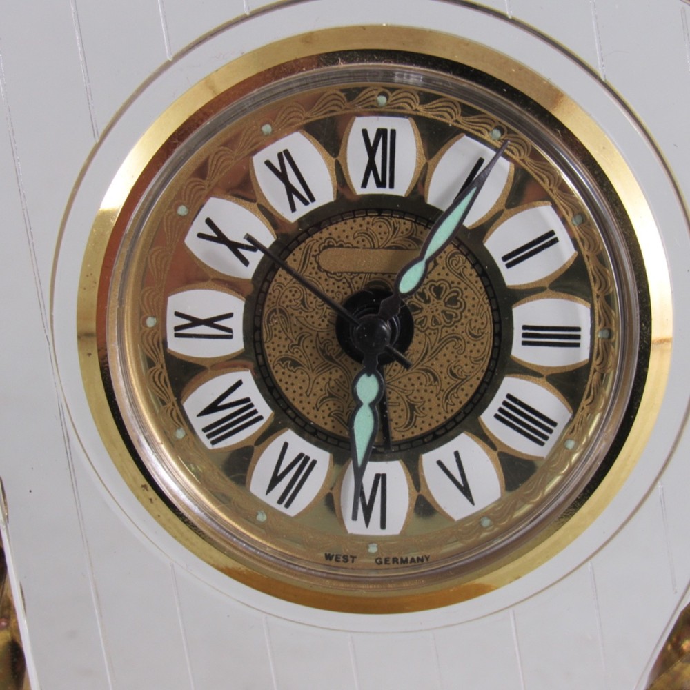 Brass Harp Shaped Quartz Alarm Clock West Germany