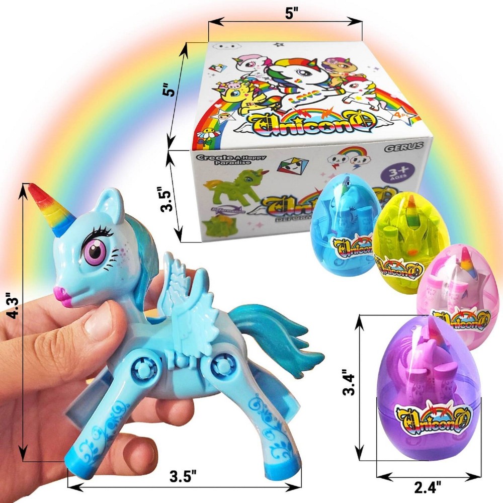 4 Pack Prefilled Easter Eggs with Toys 4 3/8" Plastic Easter Eggs Filled for Kid