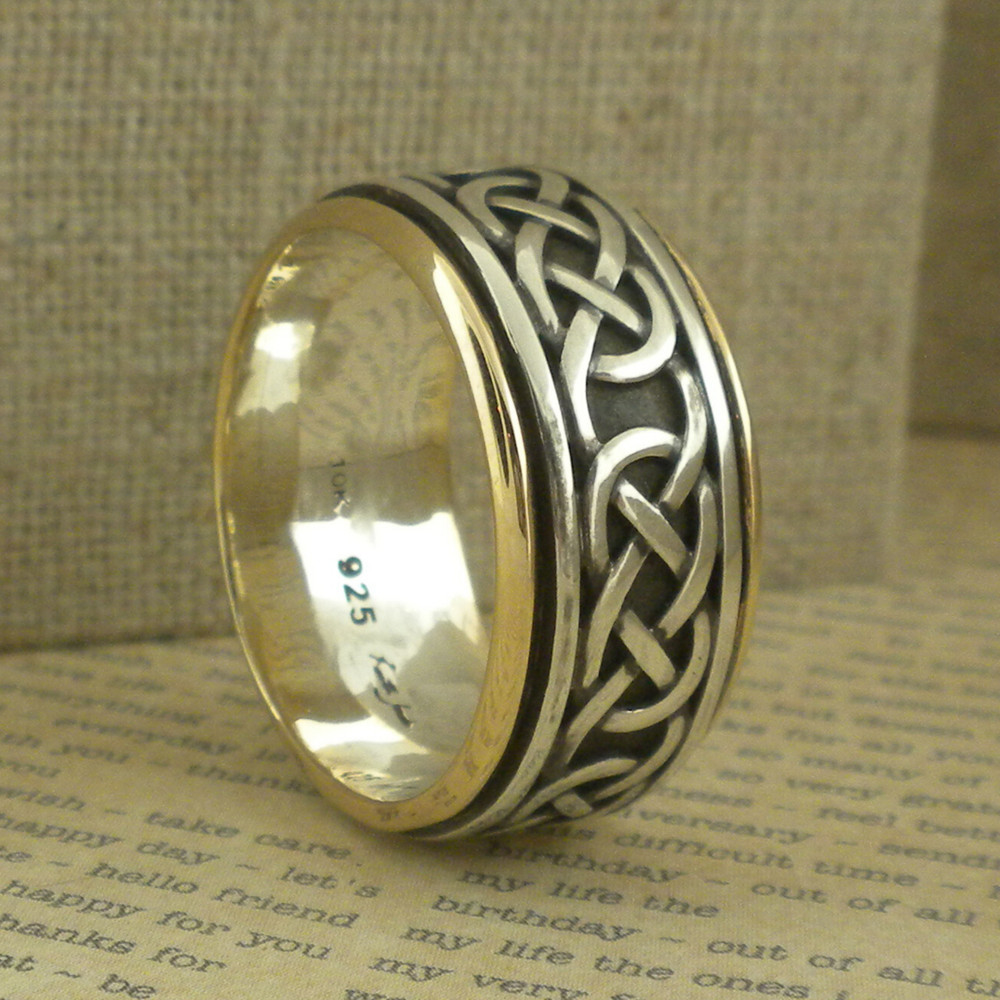 Sterling Silver & 10K Celtic Knot Wedding Ring KEITH JACK Various Sizes