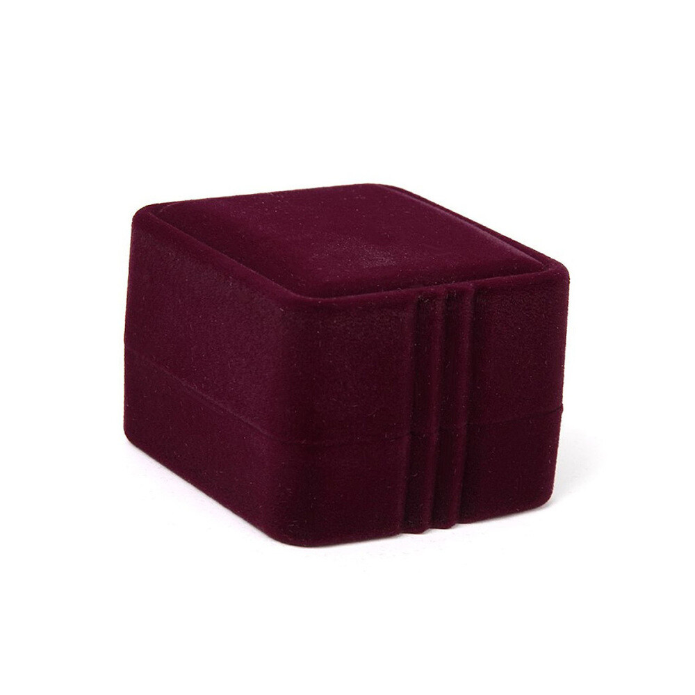 Small Square Ring Gift Box Jewelry Storage Case (Wine Red)