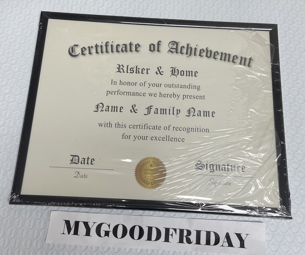 8.5x11 Certificate Frame - Classic Black Color Frame - Document & Certificate