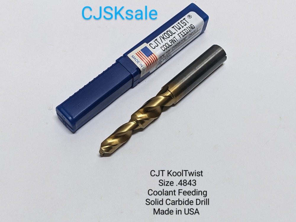 CJT Kool Twist  Size .4843 Coolant Feeding Solid  Carbide Cutting Drill  (NEW).