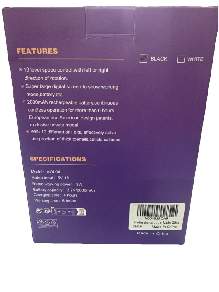 Multifunctional electrical nail drill Black 10 Different Drill Bits 10 Speeds￼