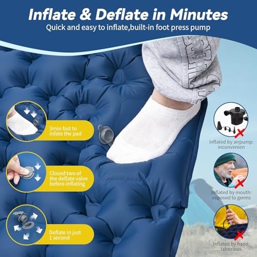 Sleeping Pad for Camping- Ultralight Inflatable Sleeping Mat with Built-in