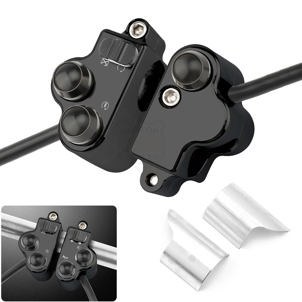 Motorcycle 7/8" Black Handlebar Turn Signal Switch Controller Housing For Harley