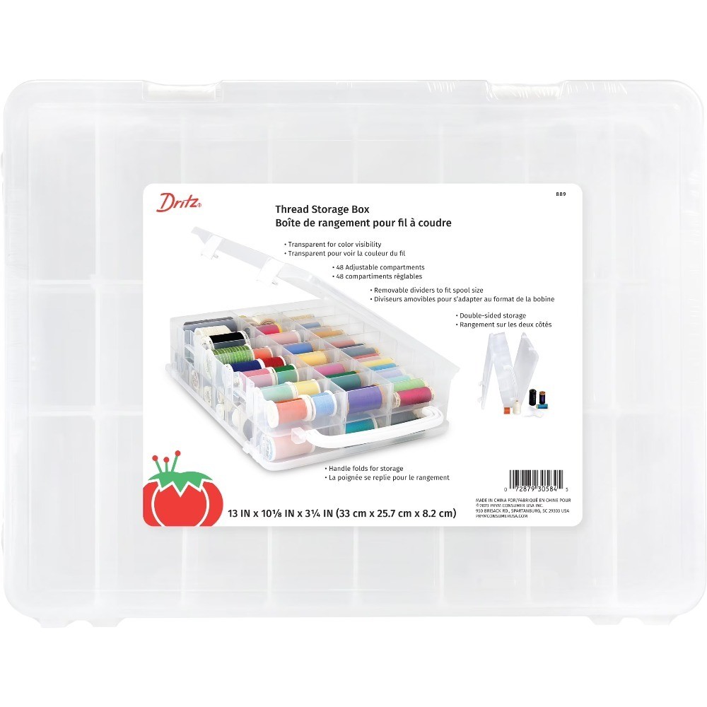 Thread Spool Organizer Box Holds 48 Sewing Bobbins Storage Case with Removable
