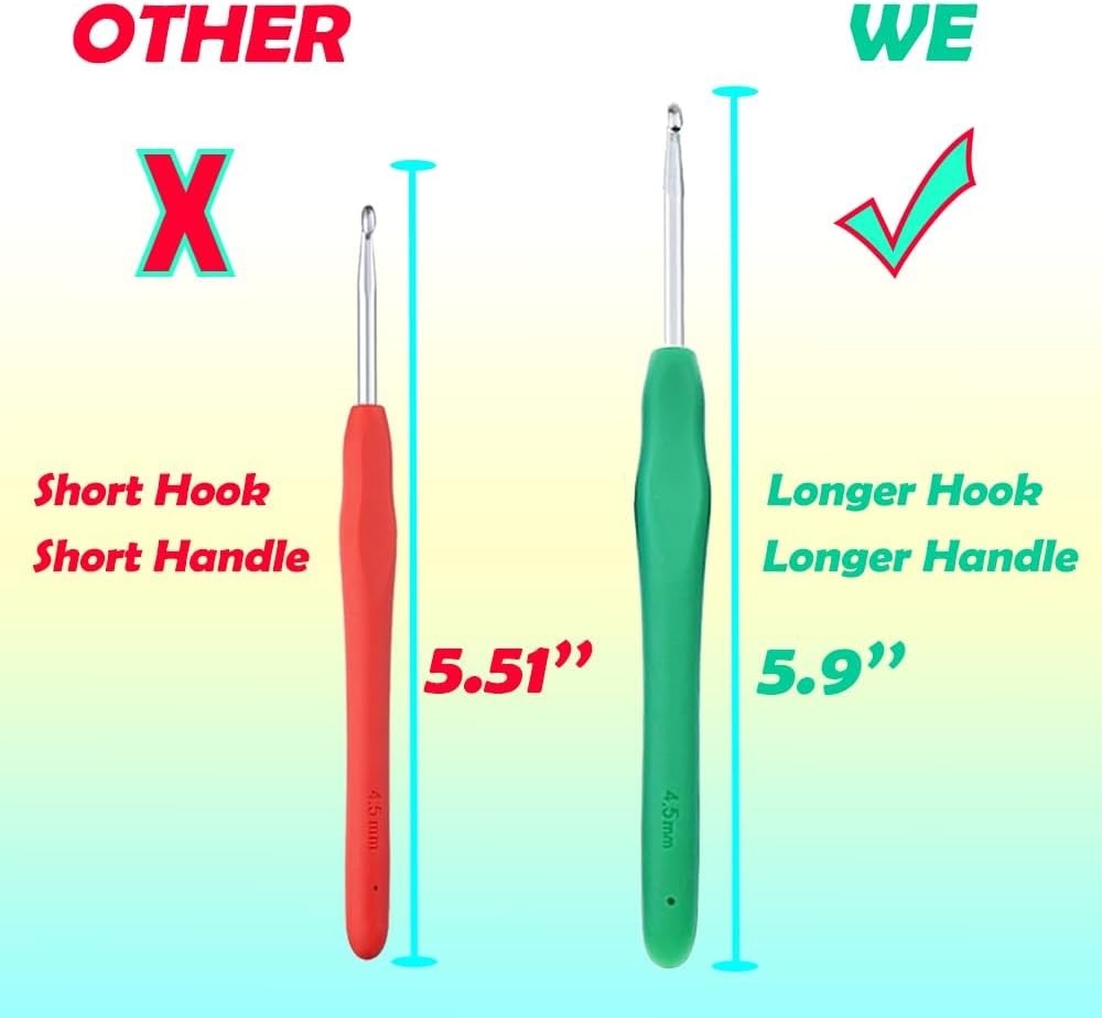 Multicolor 9-Piece Crochet Hook Set with Storage Case – Comfortable and Portable