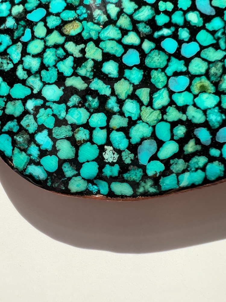 Persian Turquoise Inlay Copper Mirror