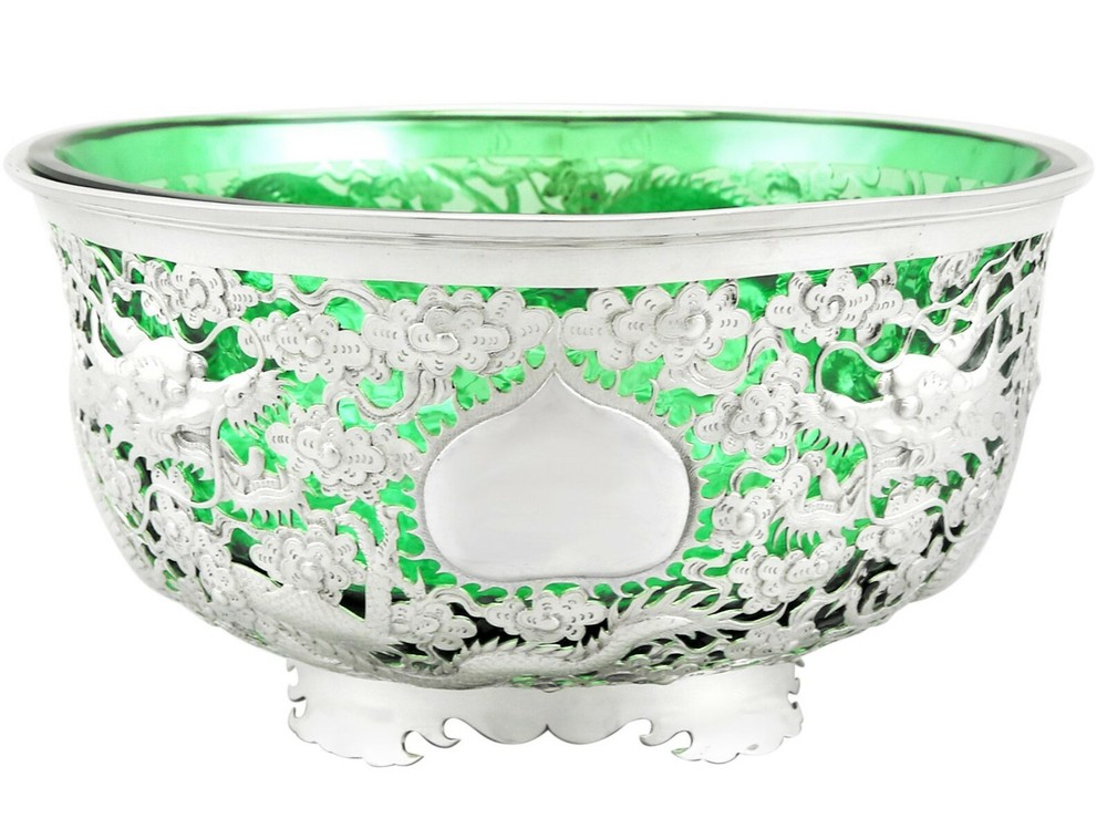 Antique Chinese Export Silver Bowl 1890s