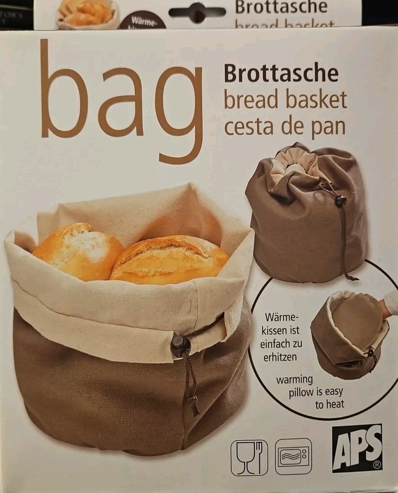 Aps Round Canvas Bag Beige for Bread Basket Bowl Buffet Store Kitchen Tableware