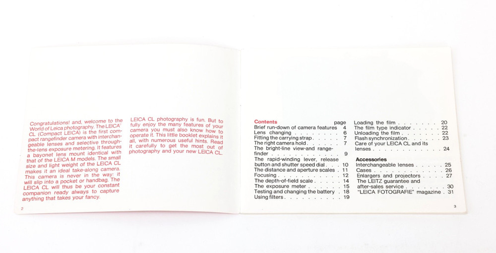 Leica CL Instruction Manual