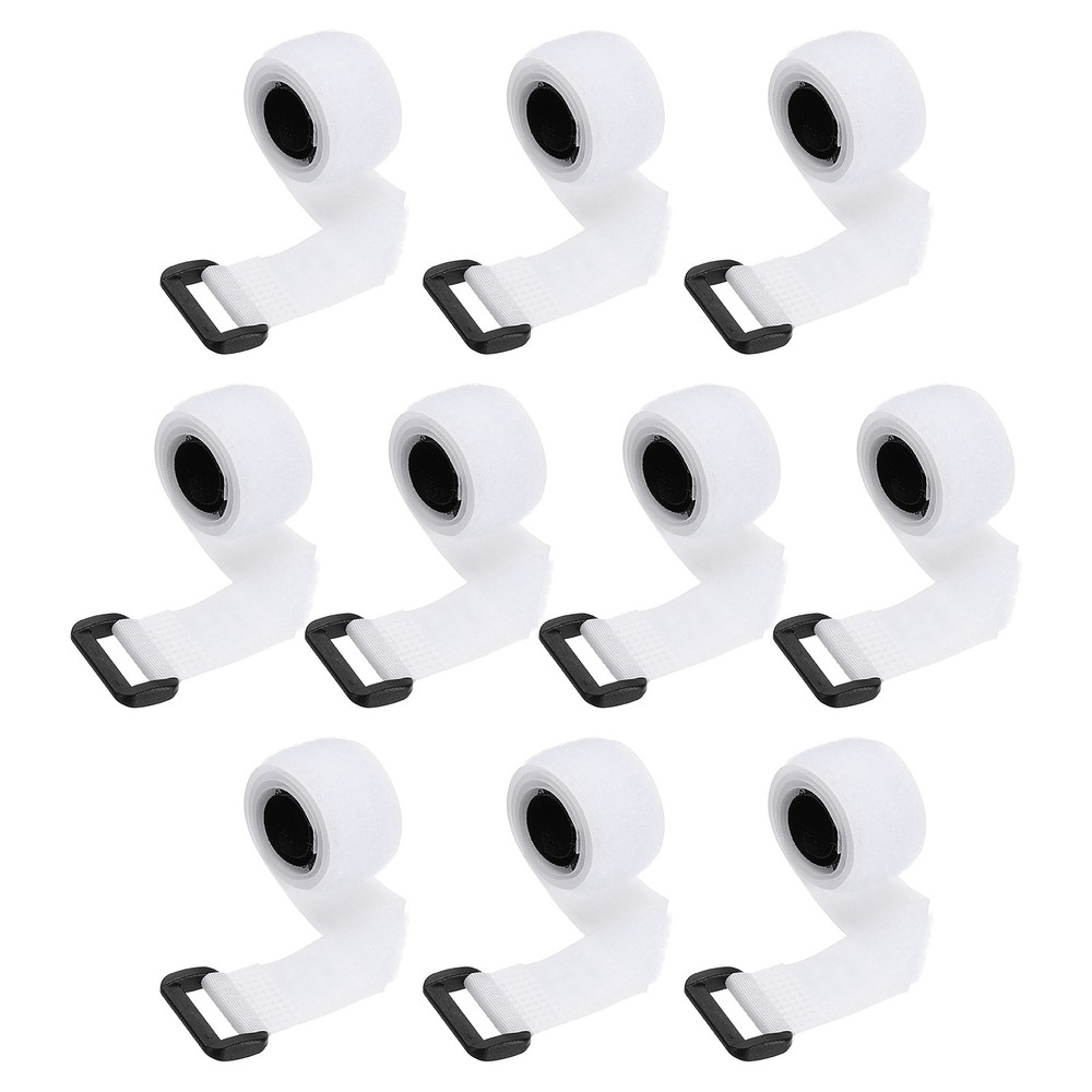 10pcs Reusable Cinch Straps 0.8"x18" Hook and Loop Cable Securing Straps, White