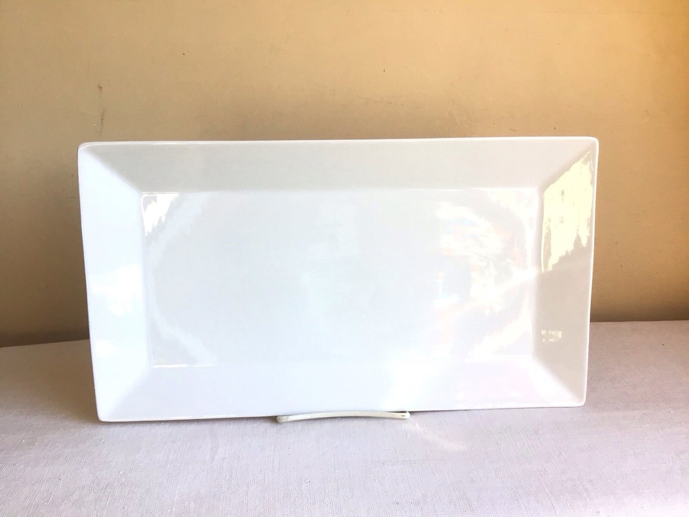 Williams Sonoma Open Kitchen White Ceramic Modern Rectangle Serving Platter