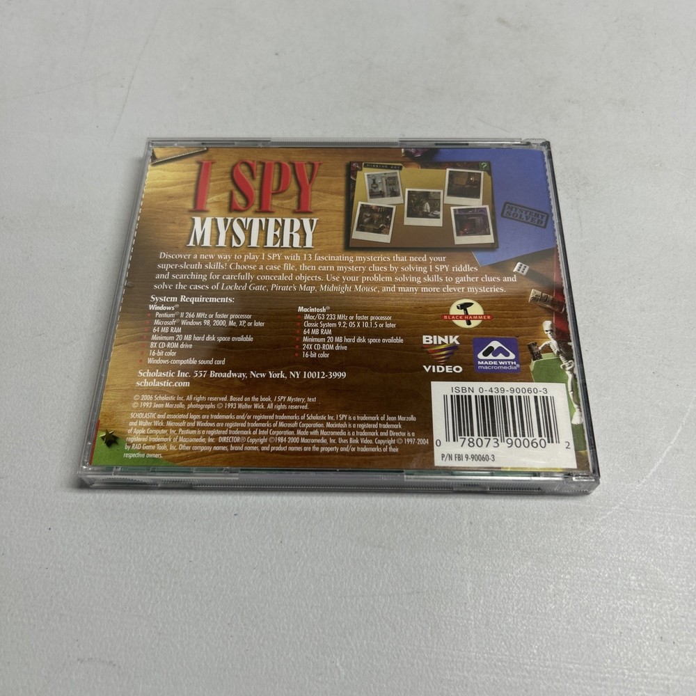 I Spy Mystery PC CD-ROM WIN/MAC 2006 Scholastic