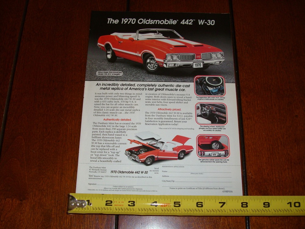 1970 OLDSMOBILE 442 W30 DANBURY MINT - ORIGINAL 2000 AD