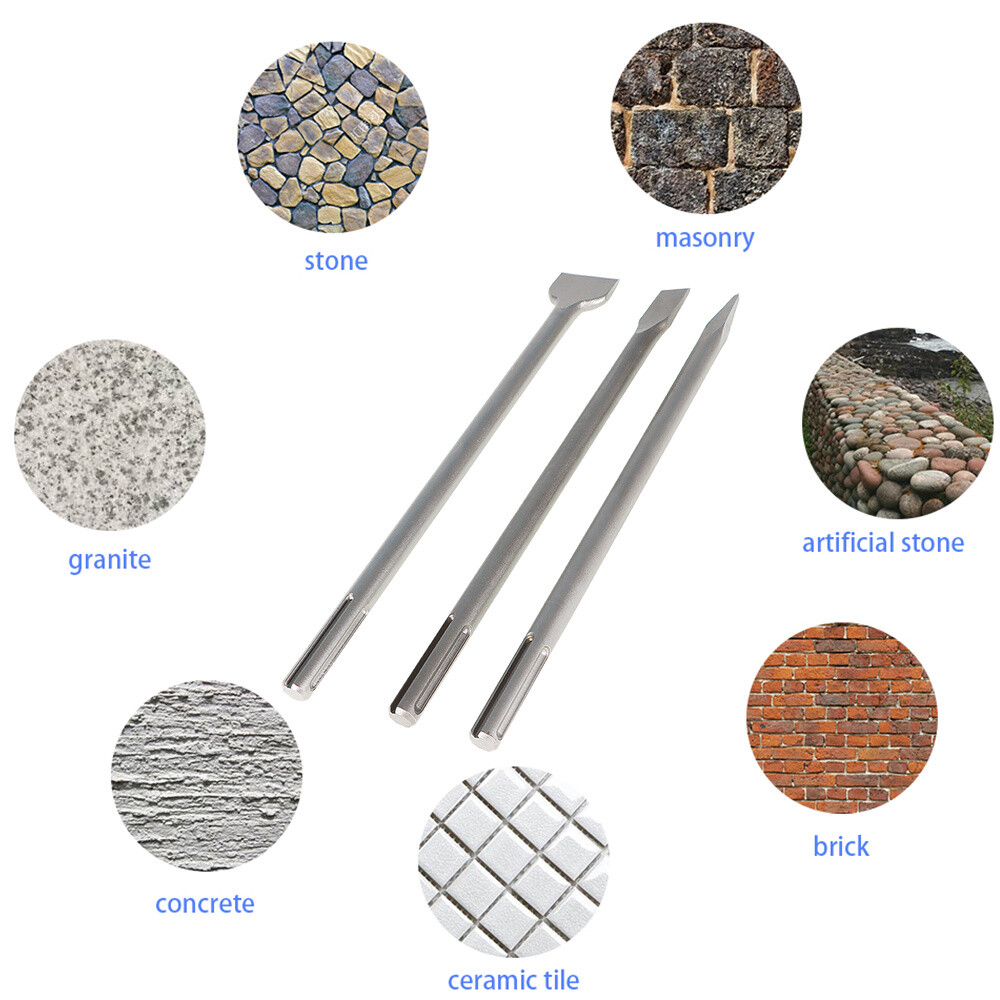 LABLT 3 Pack SDS 16" Max Chisel Rotary Hammer Drill Chisel Bits Set For Drilling