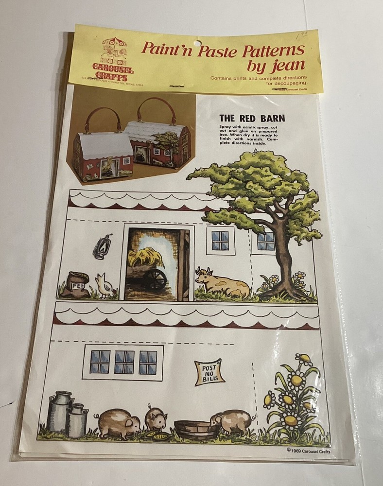 Carousel Crafts Paint- N- Paste Patterns By Jean 1969 The Red Barn Decals