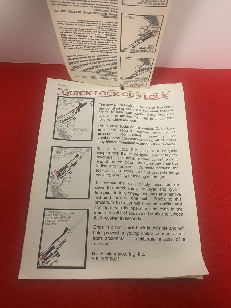 Vintage Quick Lock Gun Lock System For .38&.357 Solid Frame Revolvers-New