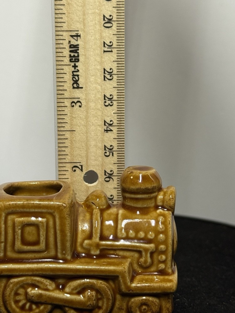 Small Brown Ceramic Train Engine Figuring, Toothpick Holder, Planter