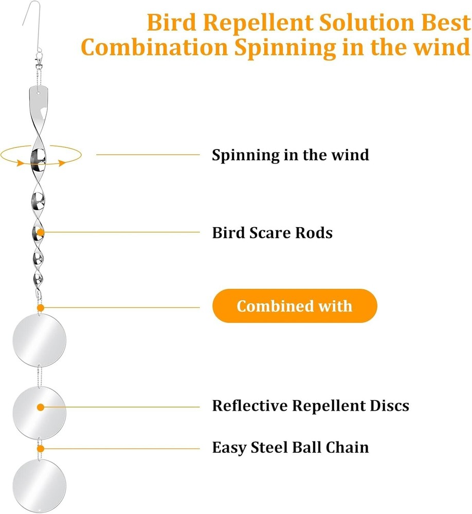 Large 3.9 Inch Reflective Discs Set + Bird Scare Rods for Effective Protection