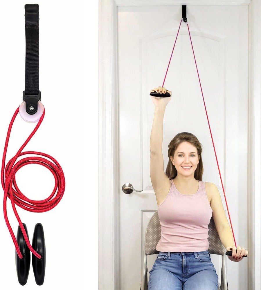 LiftAid Shoulder Pulley for Physical Therapy with Exercise Guide - Red