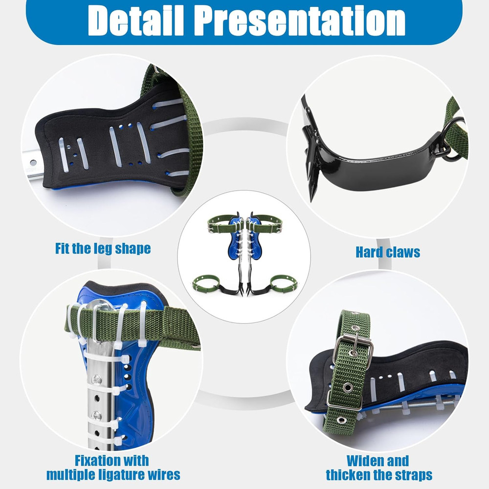 Tree Climbing Spikes, Tree Climbing Gear with Adjustable Climbing Belt- Tree Cli
