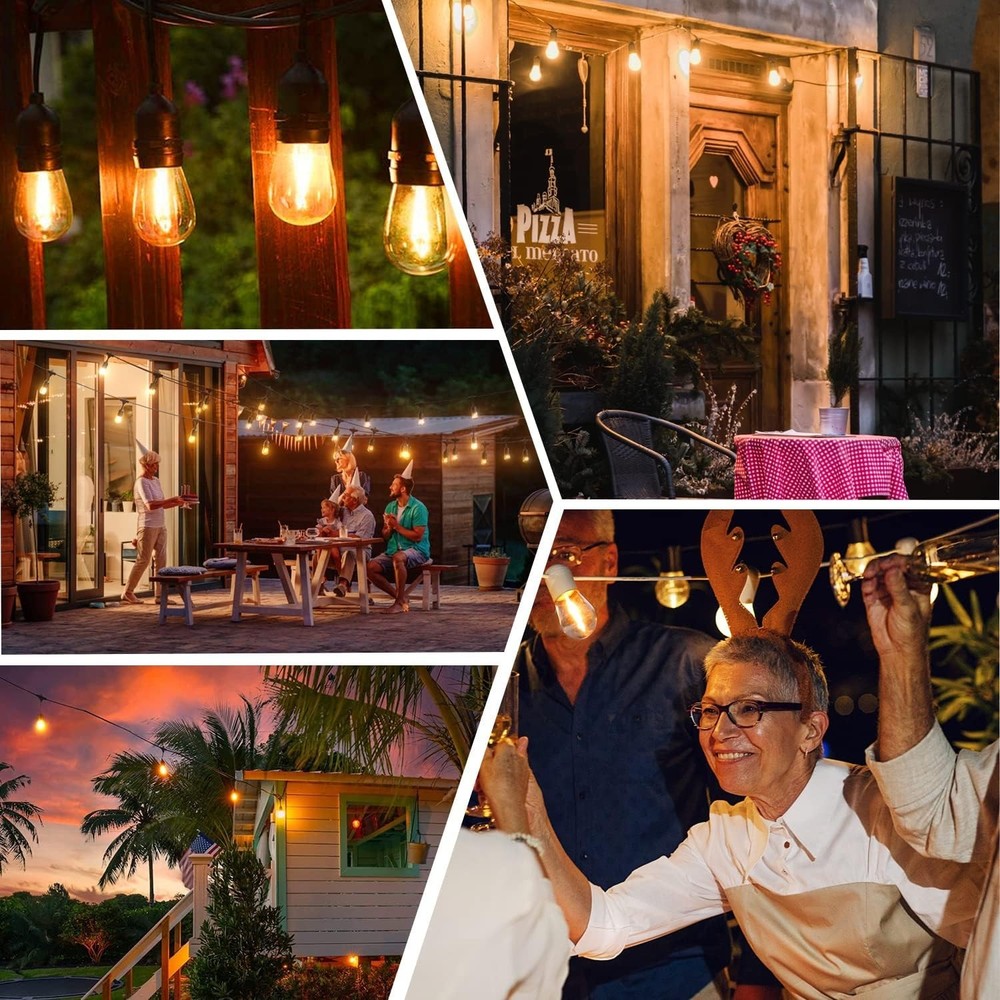 Waterproof S14 LED Light Bulbs Outdoor String Lights Replacement E26 Base 15Pack