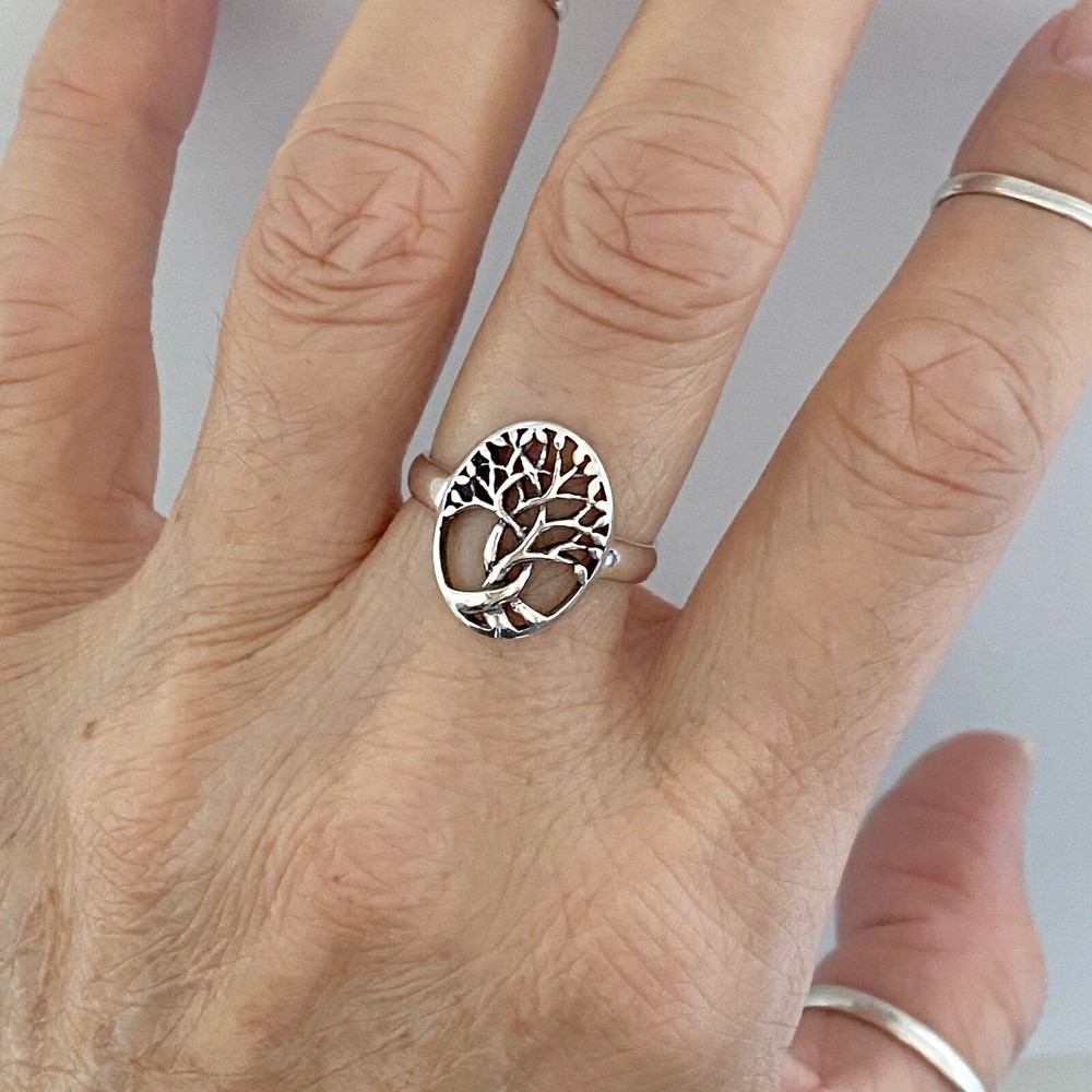 Sterling Silver Medium Tree of Life Ring, Fortune Ring, Silver Rings, Leaf Ring