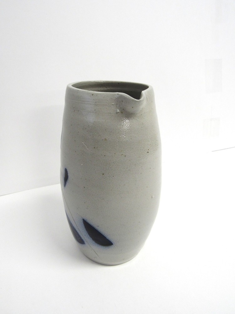 Studio Salt Glaze Cobalt Blue Stoneware Pitcher - EUC
