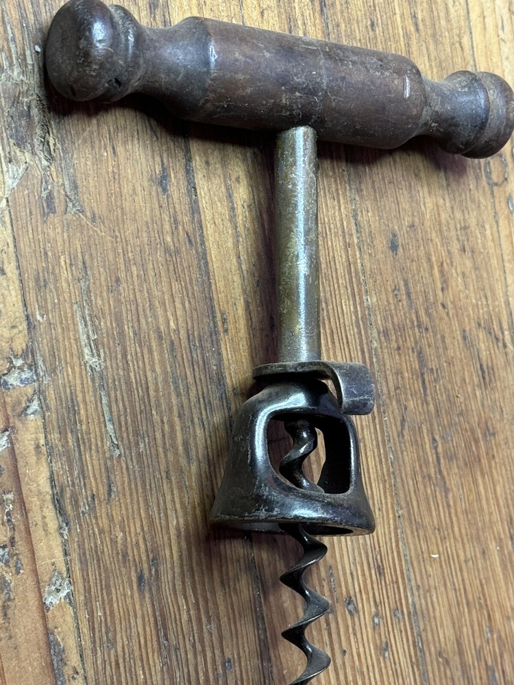 Early Willamson’s Wood Handle Power Corkscrew Cork Screw