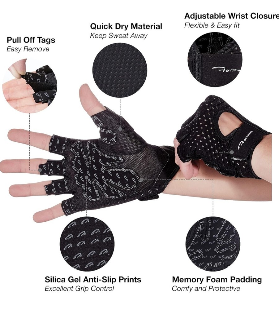 For com Lightweight Workout gym Gloves Small Black