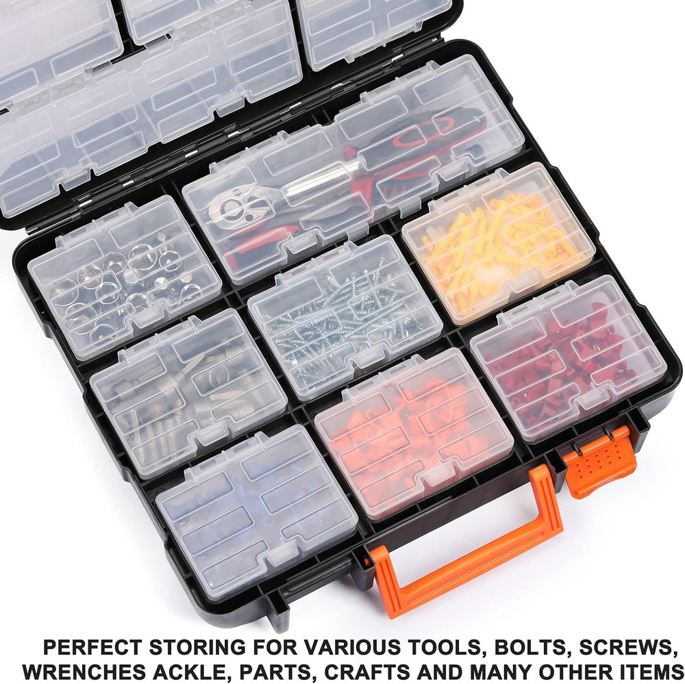 16 Compartments Detachable Toolbox Organizer,Hardware Organizer Box with Removab
