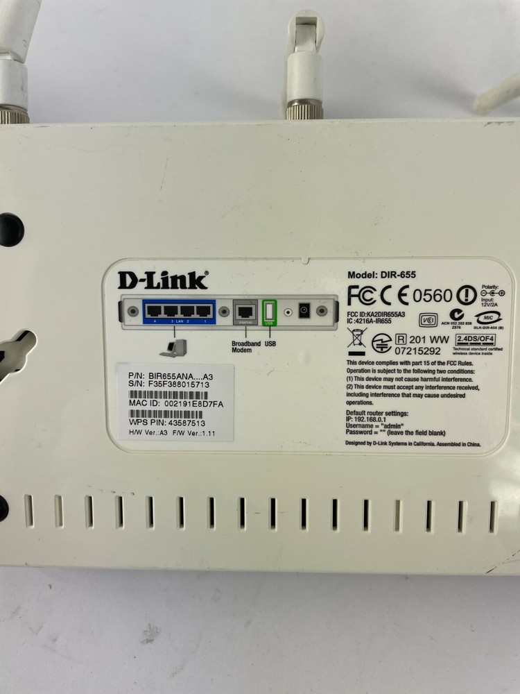 Genuine D-Link DIR-655 300 Mbps 4-Port Gigabit