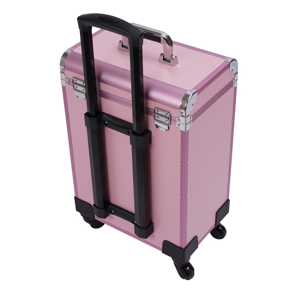 Rolling Makeup Train Case Cosmetic Professional Trolley Makeup Storage Organizer