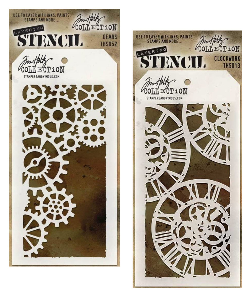 Tim Holtz Steampunk Layering Stencils Gears & Clock Patterns Stampers Anonymous