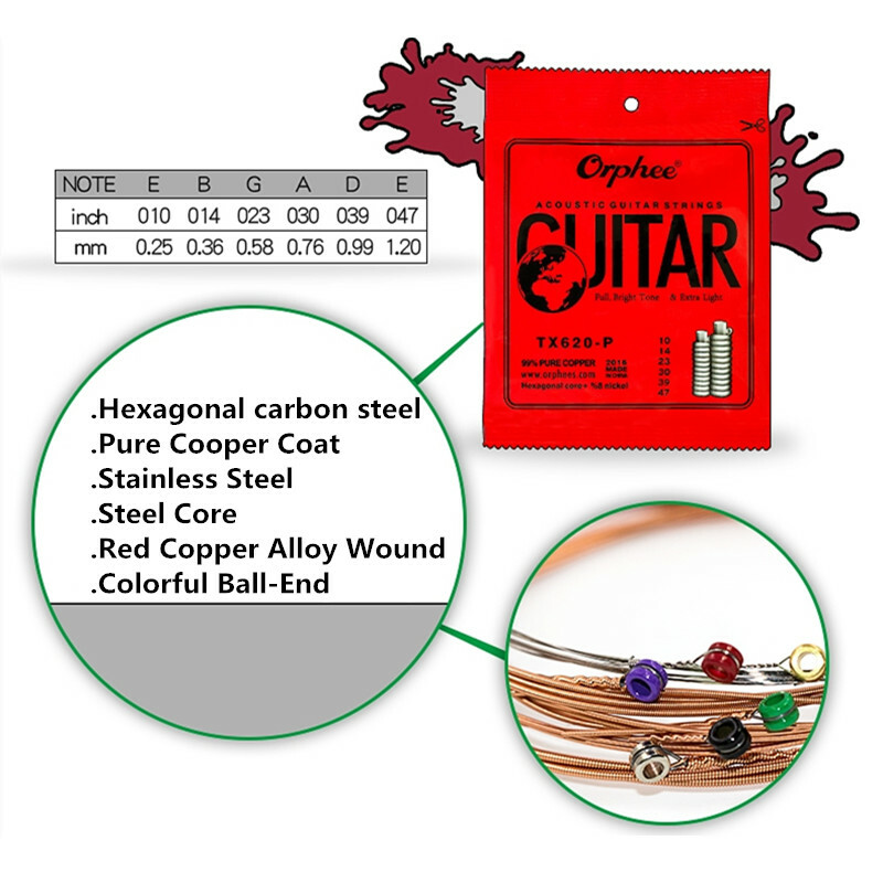 10Set Orphee TX620 Extra Light Guitar Strings 010-047inch Thin 6pcs String/set