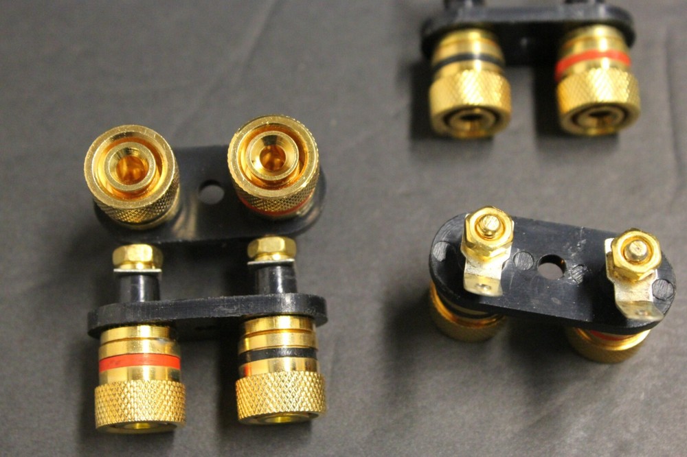 lot of 4 Gold Speaker Binding Post twise Scew type loaded / subwoofer basket