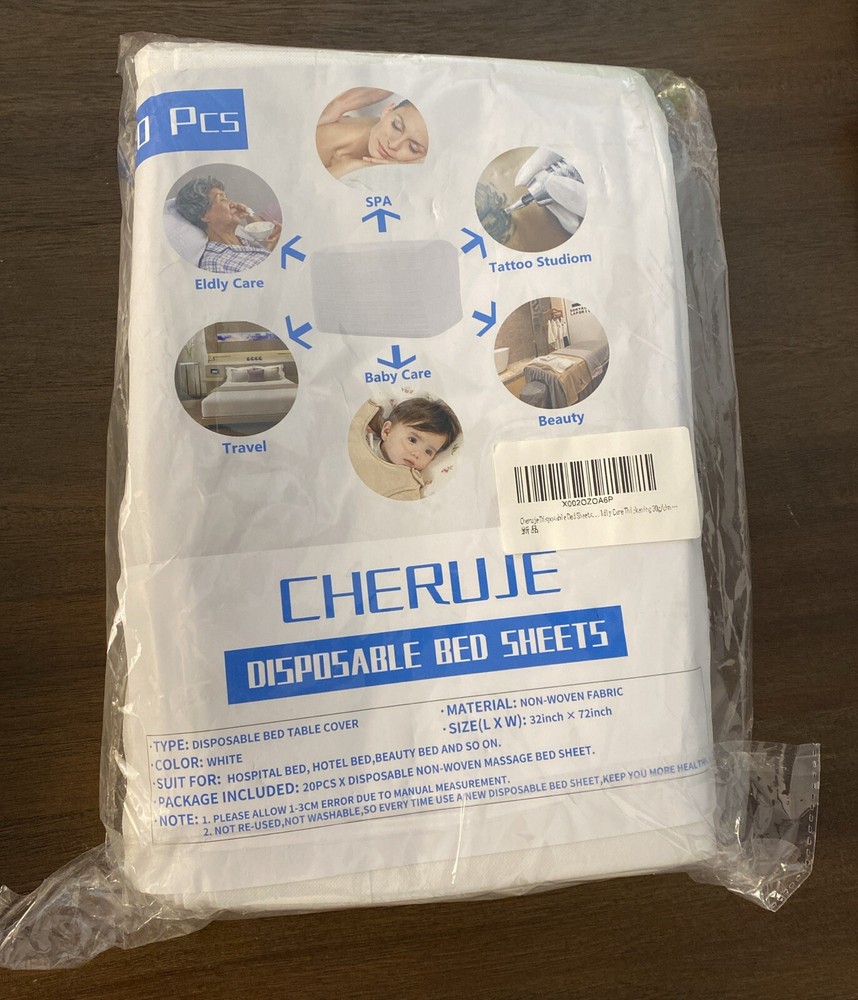 20 Disposable Bed Sheets or Table Covers 32 x 72 inches White Non-Woven Fabric