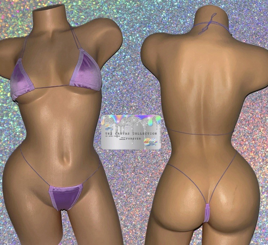 Exotic Dancewear: PLAIN LIGHT PURPLE 2 PIECE BIKINI SET