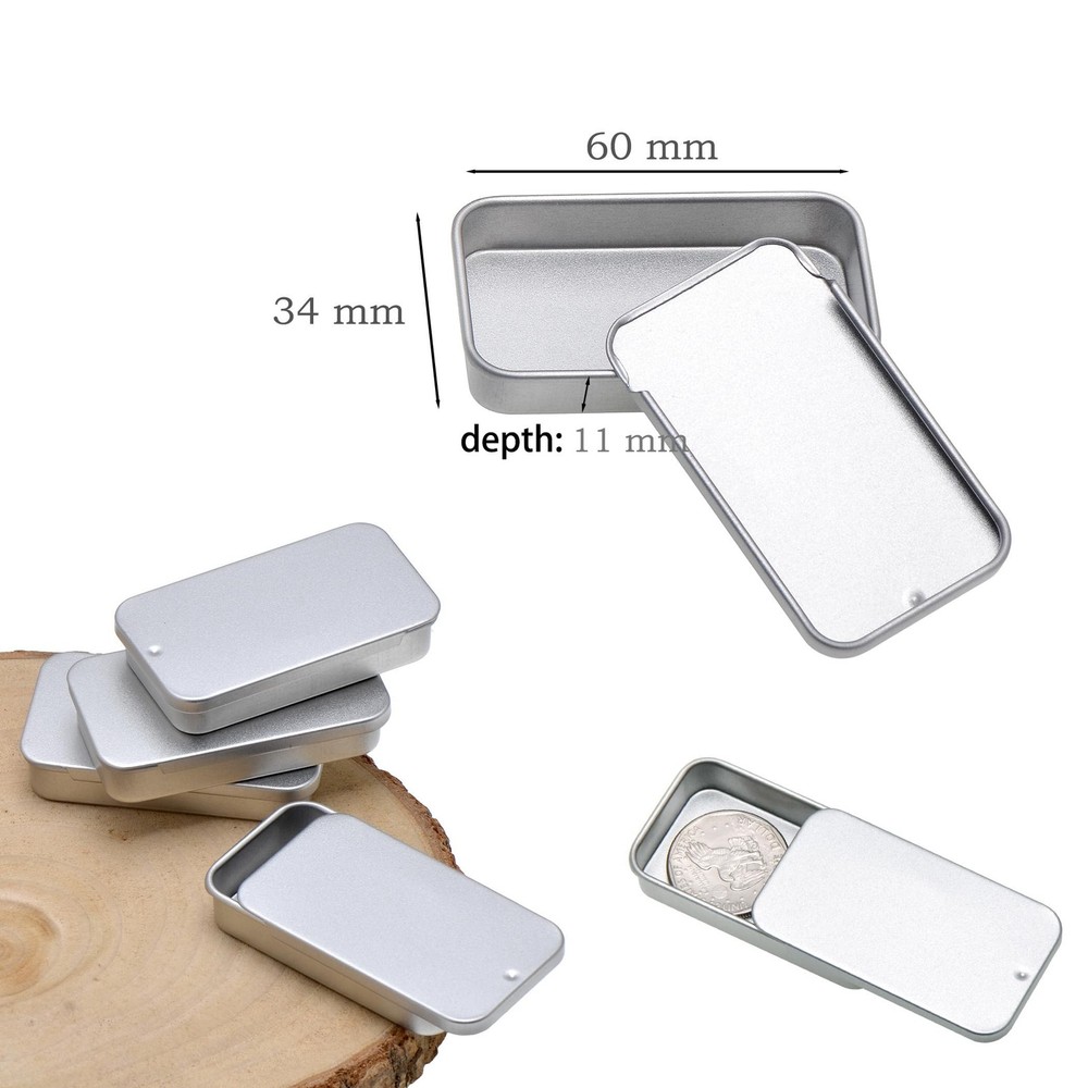 Paialco 10 Pack Tiny Tin Box Containers - Slide Top Mini Storage Organizers -...