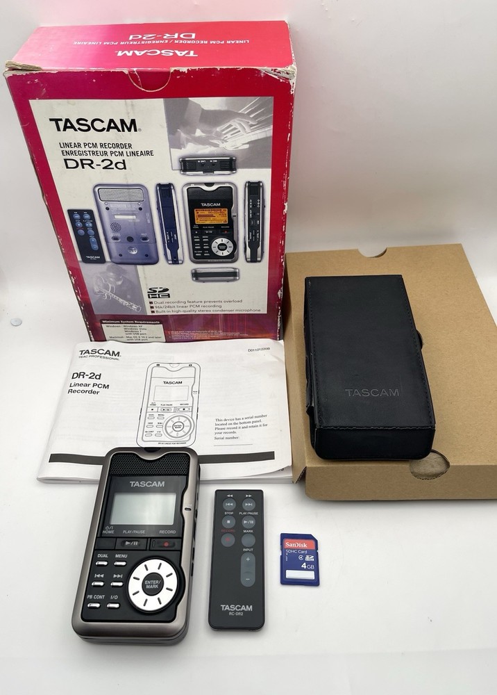 Tascam Professional DR-2d Linear PCM Recorder In Box W manual, remote 4GB SD EUC
