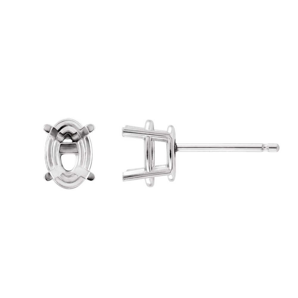Oval 6x4mm Semi Mount Earring Setting 925 Sterling Silver