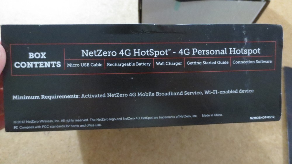 Net Zero 4G Hotspot NetZero - Model No. WIXFMM-122 - SOLD AS IS - NOT TESTED