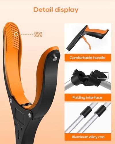 2-Pack 43" Heavy Duty Grabber Tool - Foldable, 360° Rotating Jaw, Magnetic Tip,