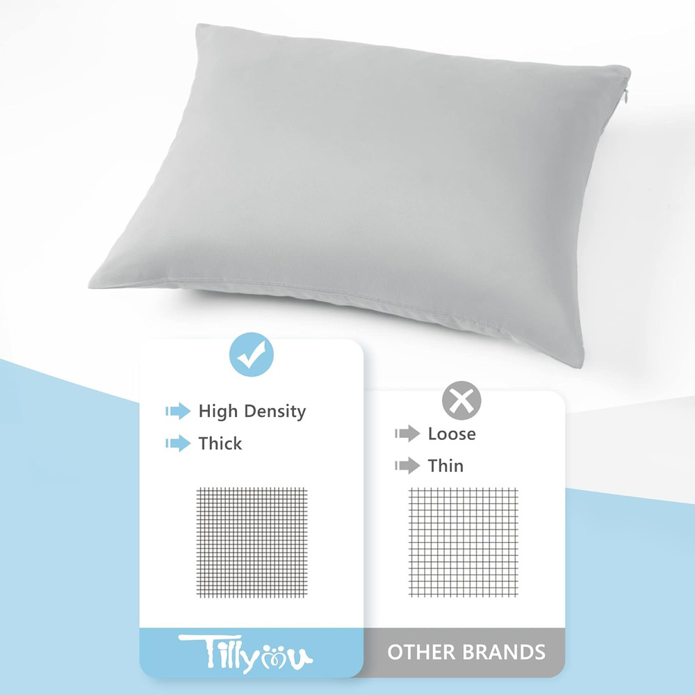 Toddler Pillowcase Set with Zipper, Silky Soft Microfiber, 13" x 18", Gray