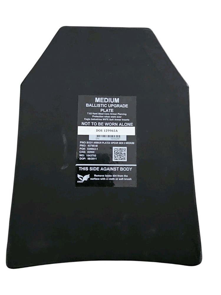 (1) SPEAR GEN 2 STRIKE FACE PLATE FRONT OR BACK LEVEL III CERAMICS Medium