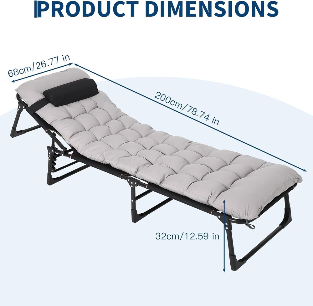 Camping Cot Heavy-Duty Portable Bed with Mattress Double Layer Oxford Foldable