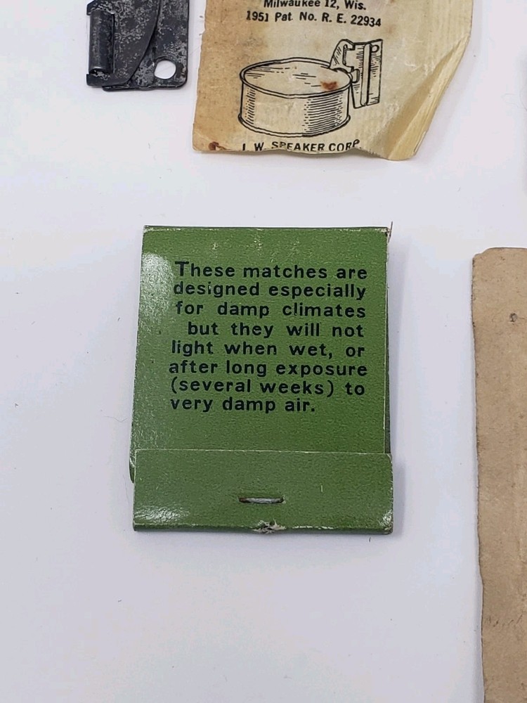 USGI Ration Accessory Lot: Matches P38 TP Coffee Original