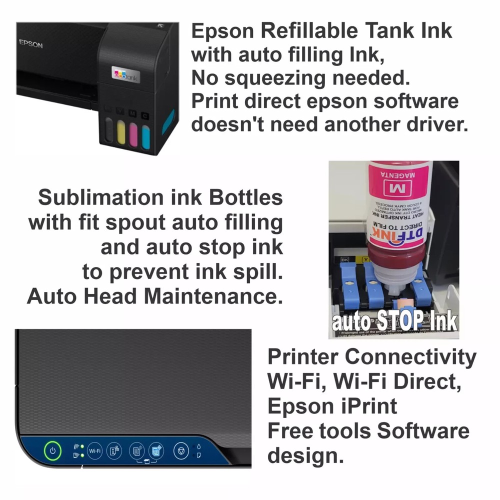 Epson Printer with Sublimation ink Print 3D Mug Heat Press Machine Start Bundle