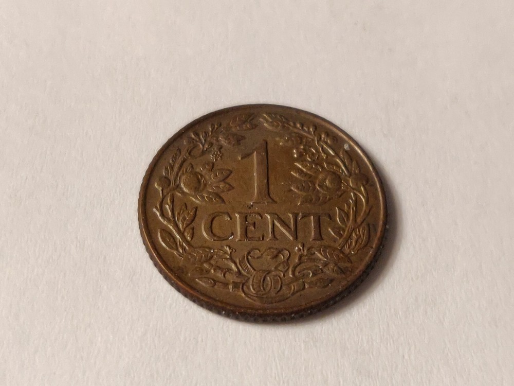 1942 CURACAO 1 CENT UNCIRCULATED WILHELMINA